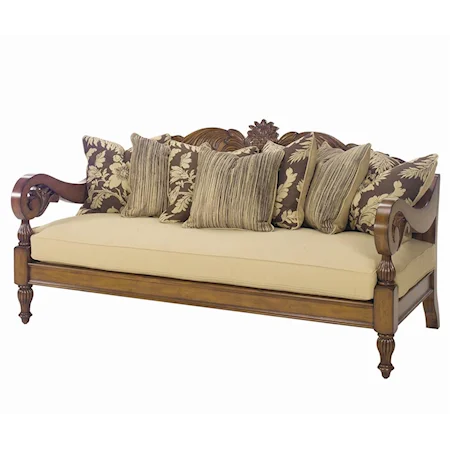 Paradise Cove Scatterback Sofa with Exposed Wood Accents
